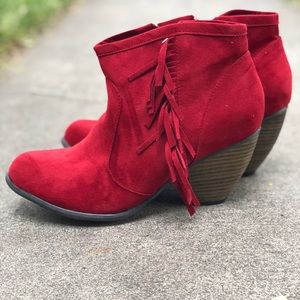 Cute Fringe Booties (Dazzling Red!)